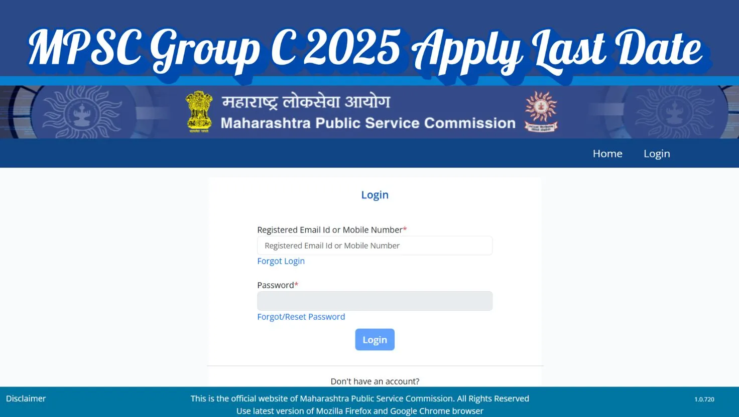 MPSC Group C 2025 Apply Last Date Today