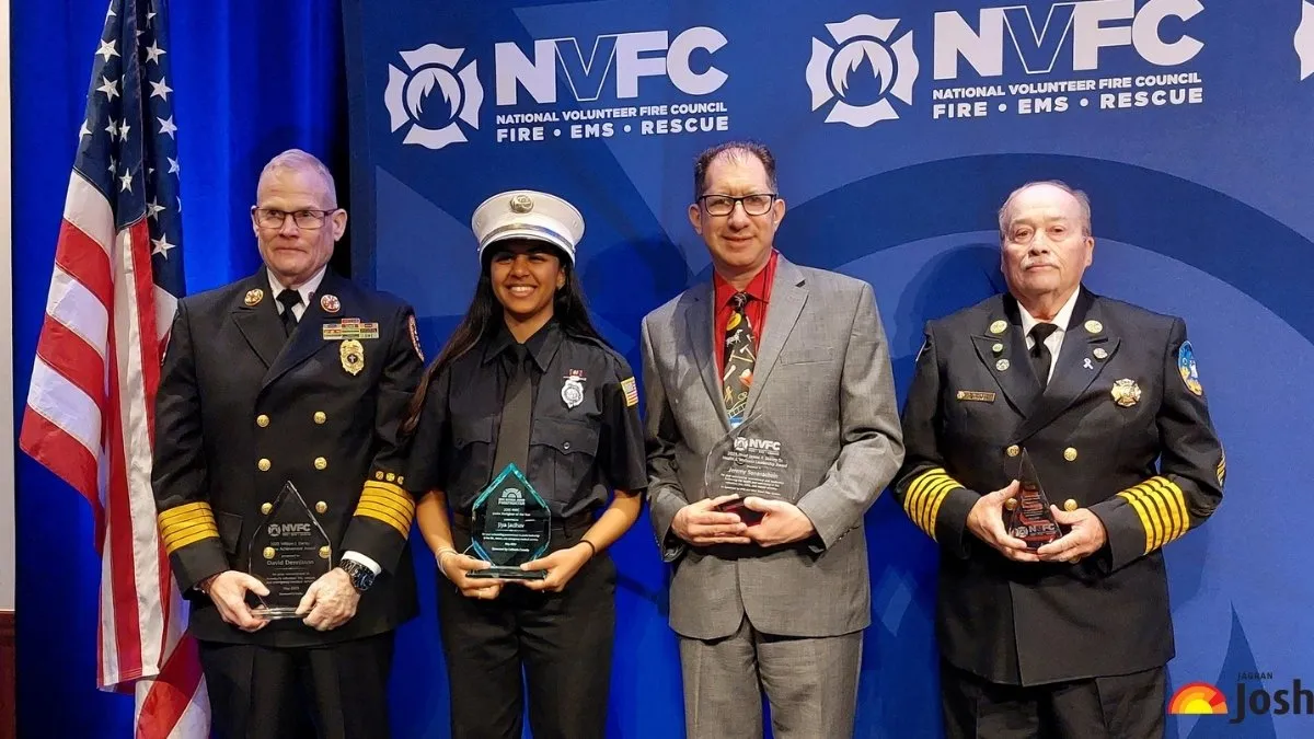 Jiya Jadhav gets honoured by the NVFC, in New York, USA. (Credits: NVFC)