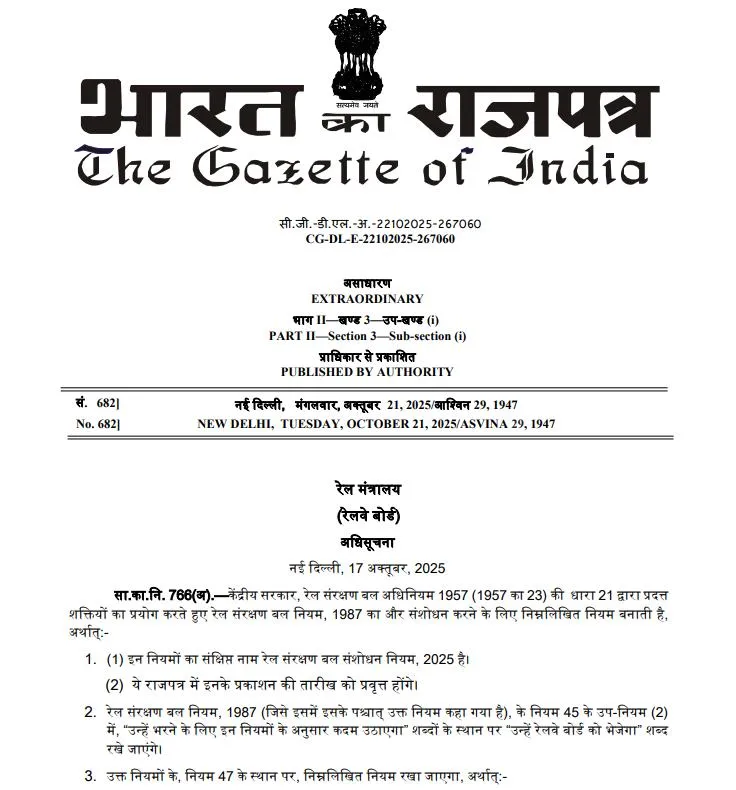 RPF Revised Recruitment Rules 2025