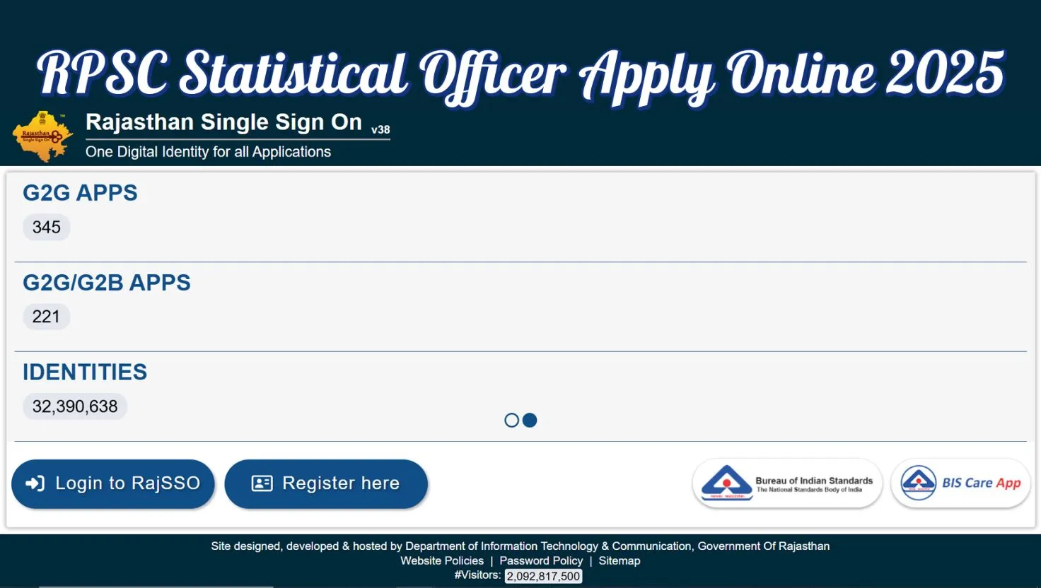RPSC Statistical Officer 2025 Apply Online