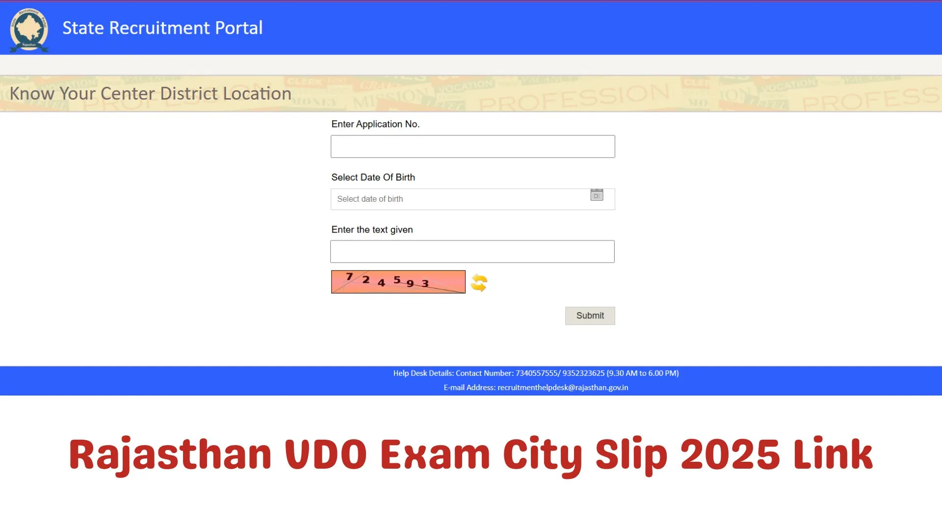 Rajasthan VDO City Intimation Slip 2025