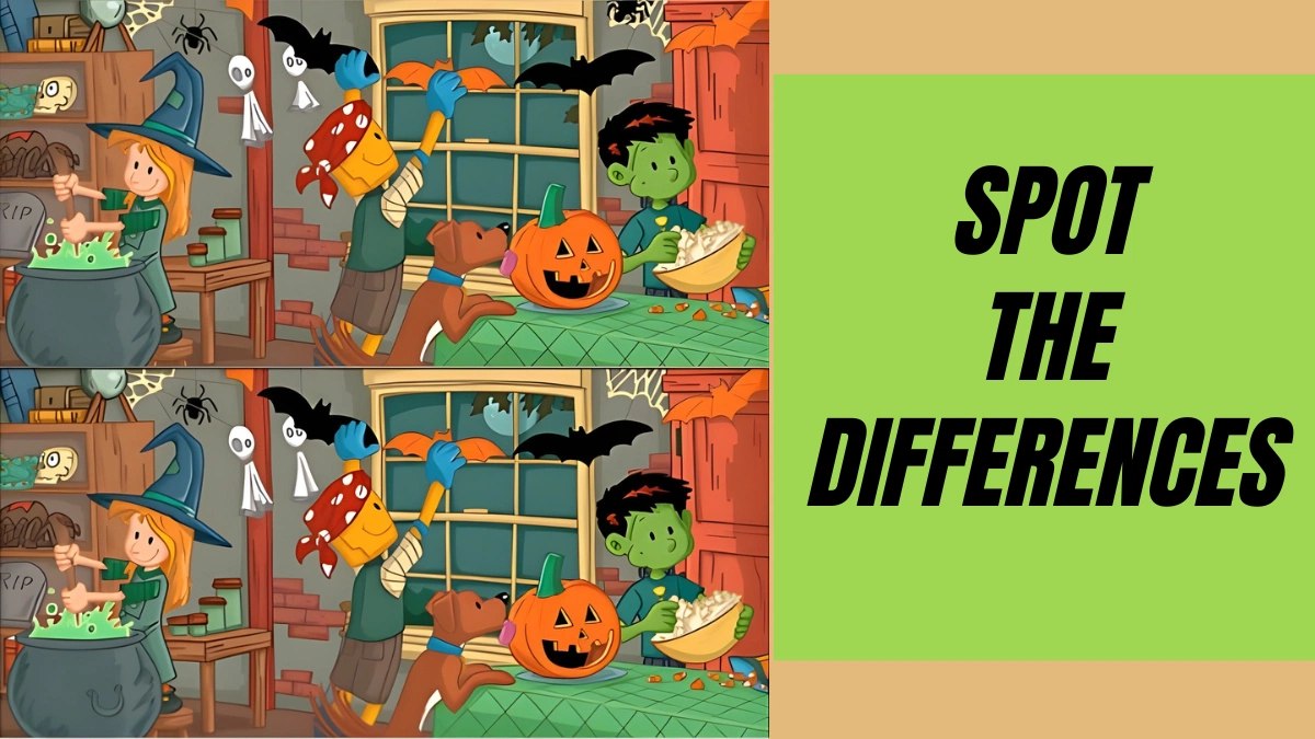 Spot 8 Differences in This Halloween-Themed Pictures in 49 Seconds