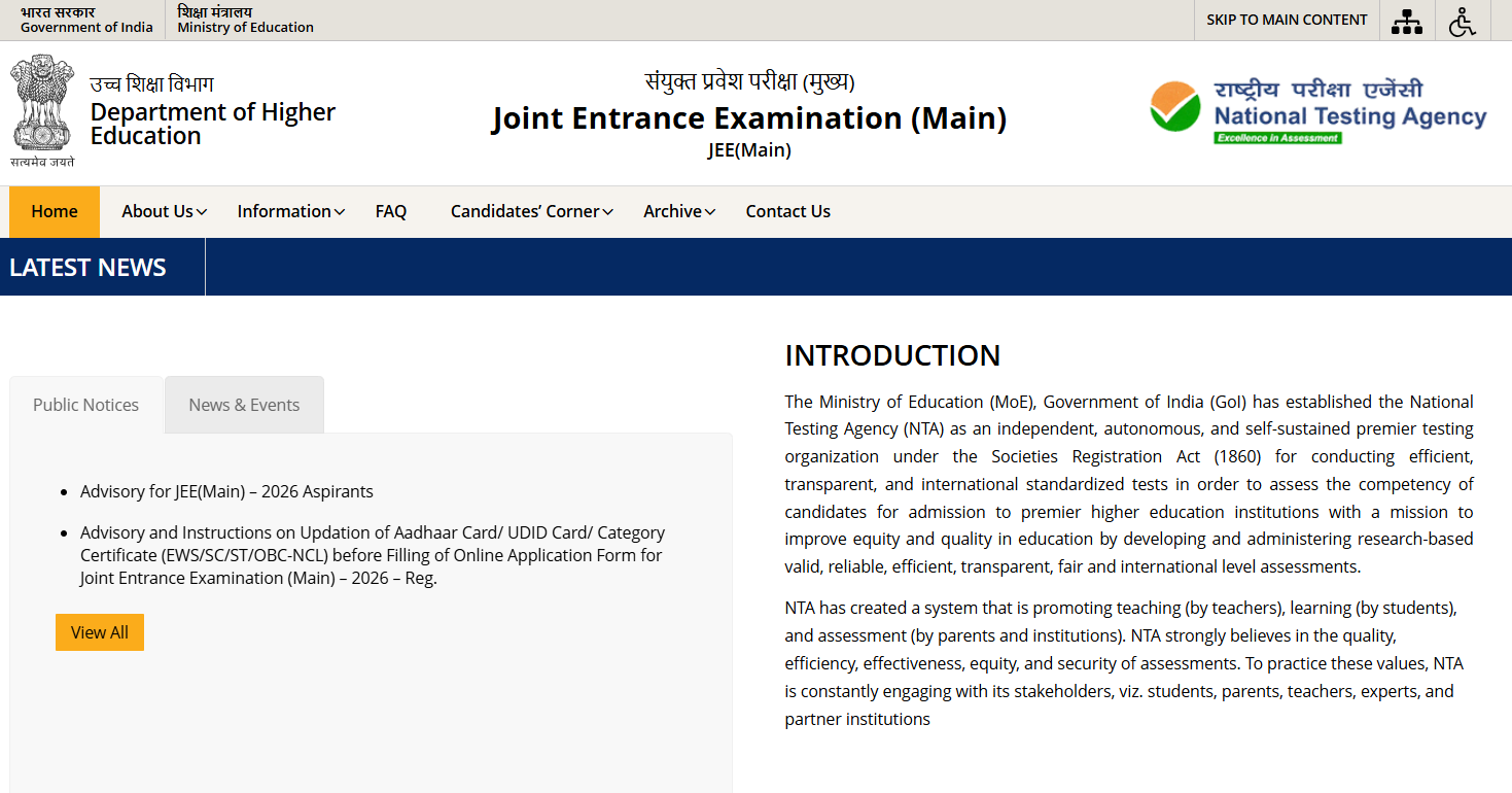 JEE Main 2026 Registration: NTA to Release JEE Main 2026 Session 1 Registration Link Soon at jeemain.nta.nic.in: Check Important Details Here