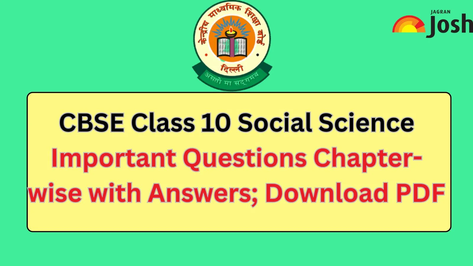 CBSE Class 10 Social Science Important Questions and Answers