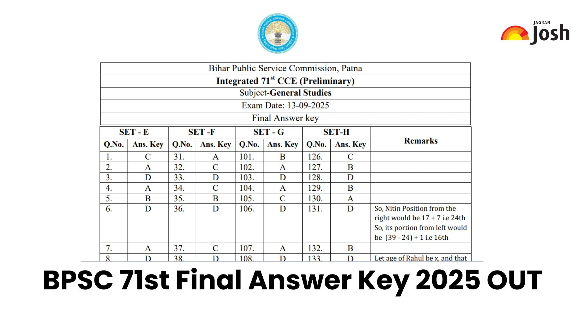 BPSC 71th Final Answer Key 2025 OUT
