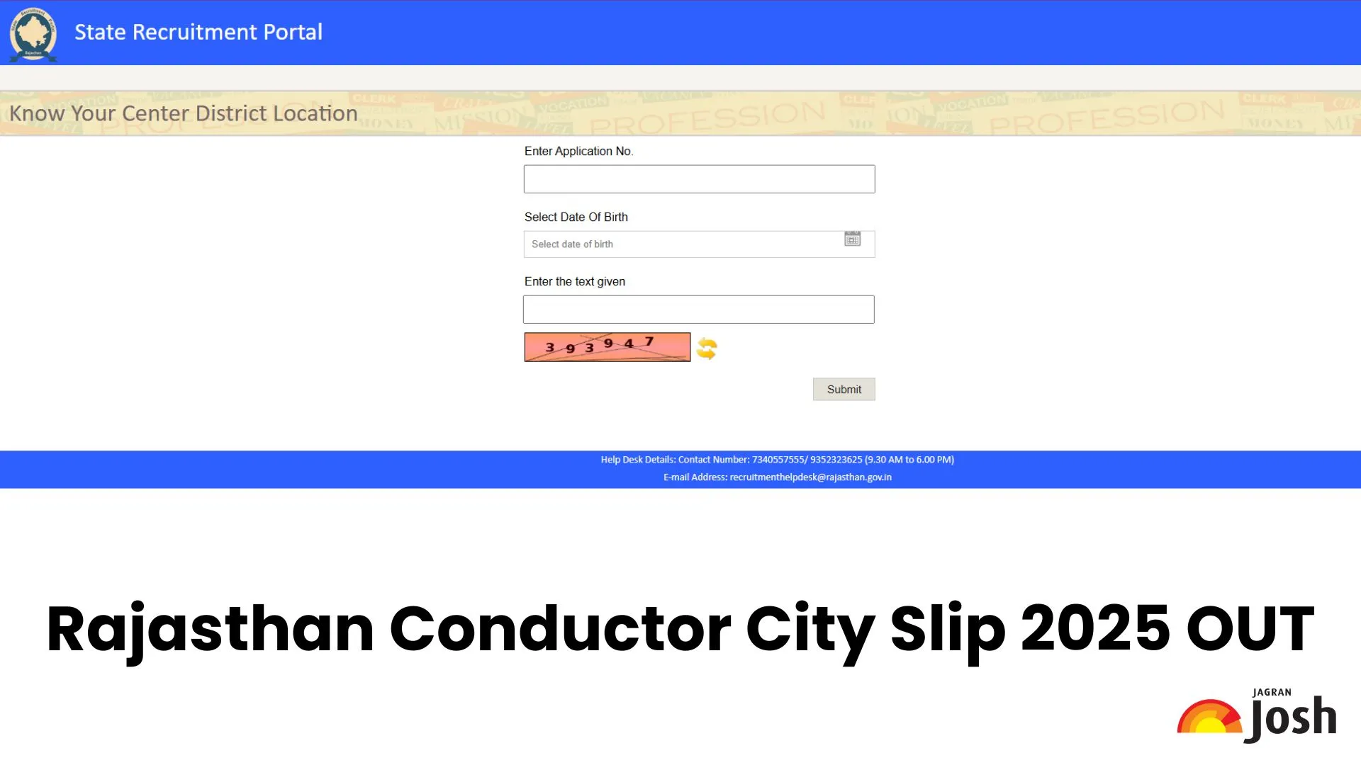 Rajasthan Conductor Exam City Slip 2025 जारी हुआ।
