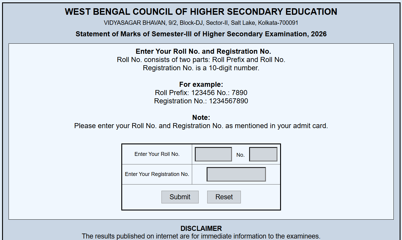 West Bengal HS 3rd Semester Result 2026 OUT, Check Toppers Name, Pass Percentage Details Here