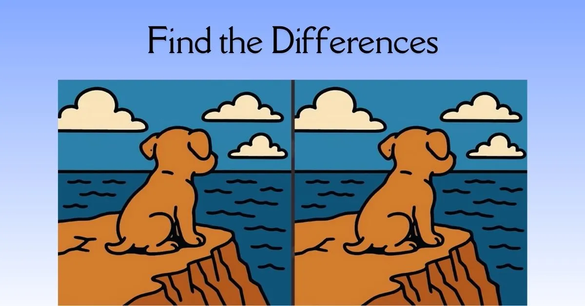 Find 3 Differences in Dog Sitting on Cliff