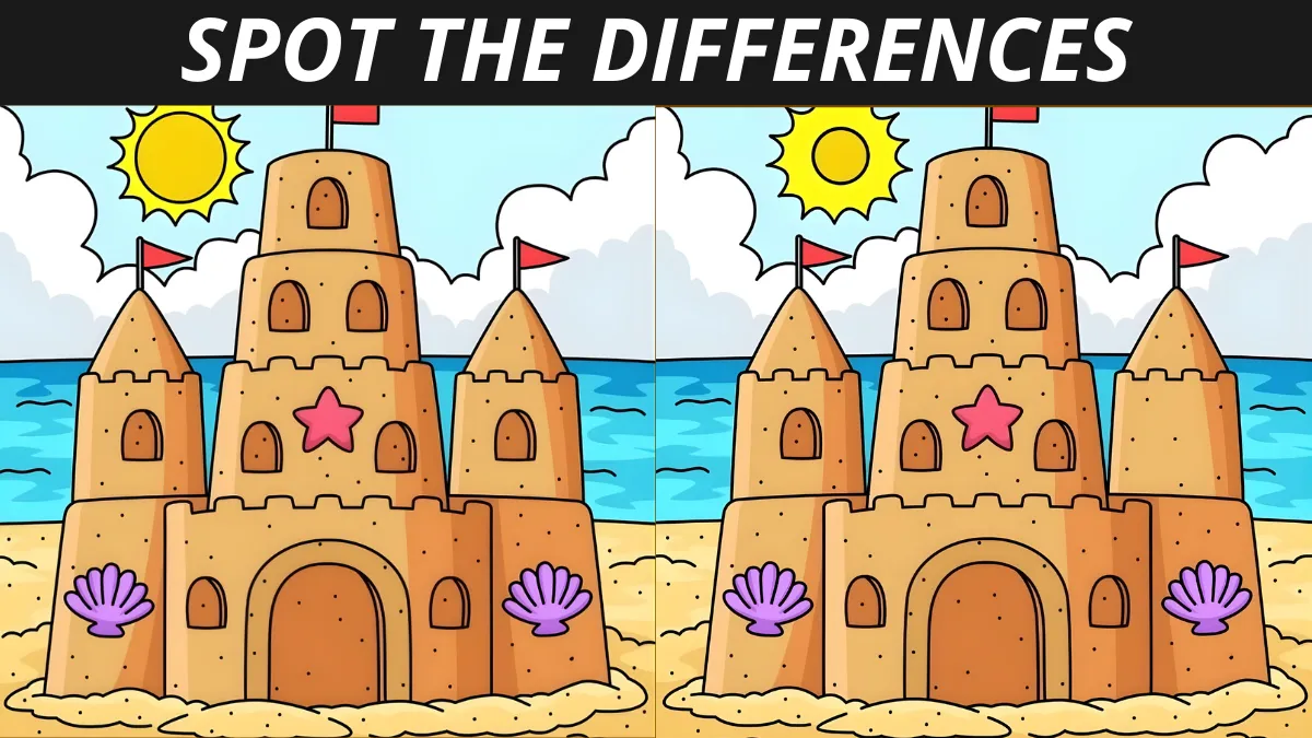 Spot the differences sandcastle by sea pictures