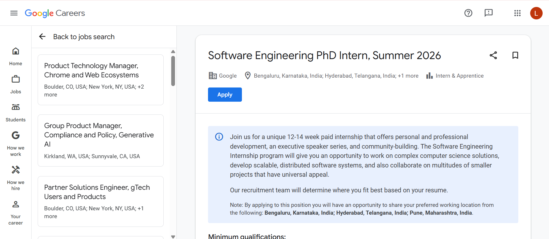 Google India PhD Software Engineering Internship 2026 is Seeking Applications; Check Details Here