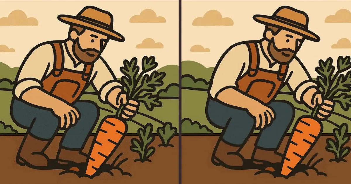 Spot 3 Differences in Farmer Picking Carrots