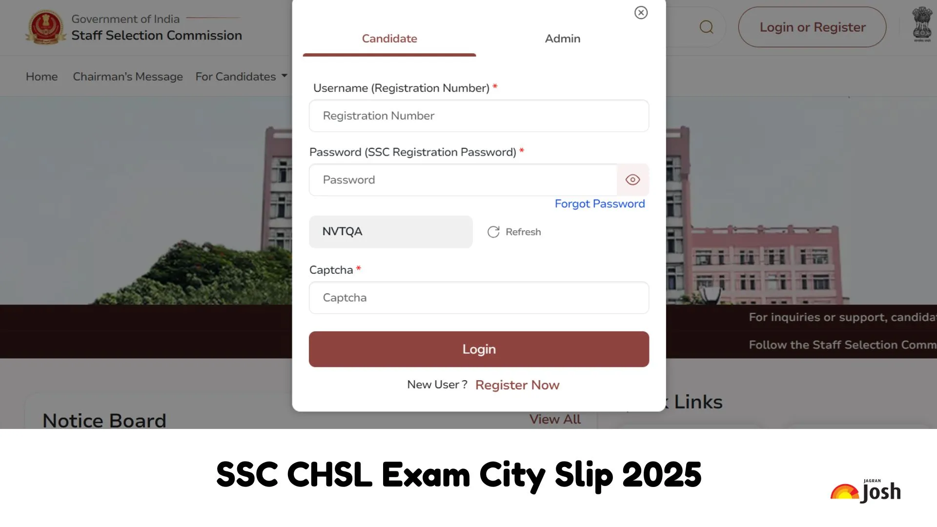 SSC CHSL Exam City Slip 2025