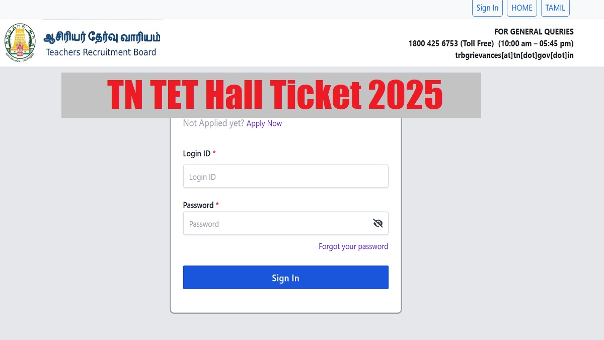 TN TET Hall Ticket 2025 Released at trb.tn.gov.in, Download Tamil Nadu TET Hall Ticket PDF -Active Link Here