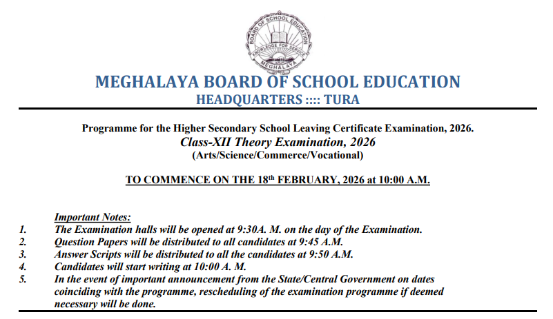 MBOSE Exam 2026: SSLC, HSSLC Time Table 2026 Out; Check Subject-Wise Exam Dates Here