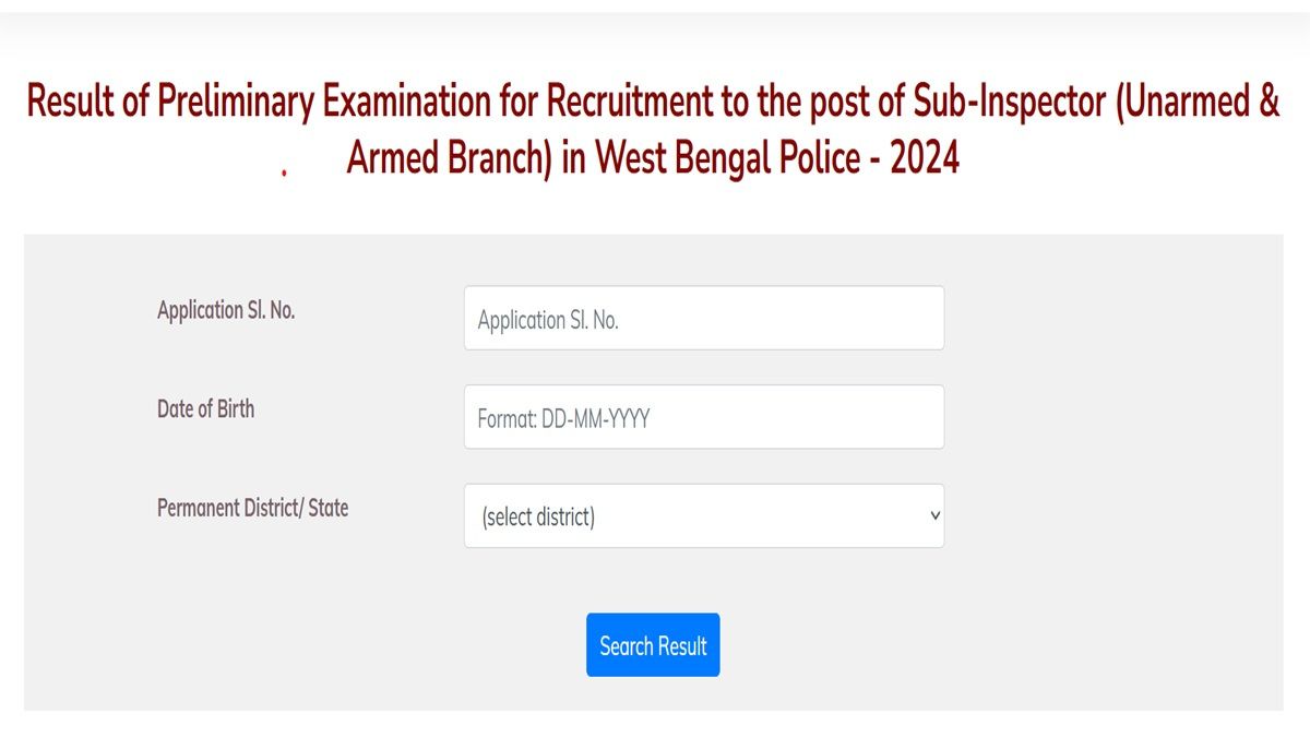 WBP SI Result 2025 Out at wbpolice.gov.in, Download WB Police Sub Inspector Merit List PDF - Direct Link here