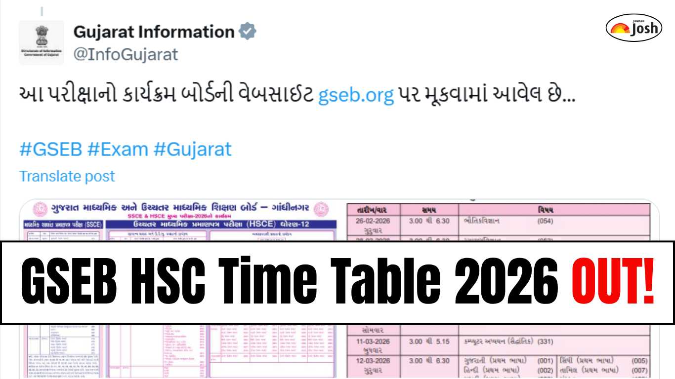 GSEB HSC Time Table 2026: Download Official Gujarat Board 12th Exam Date Sheet PDF