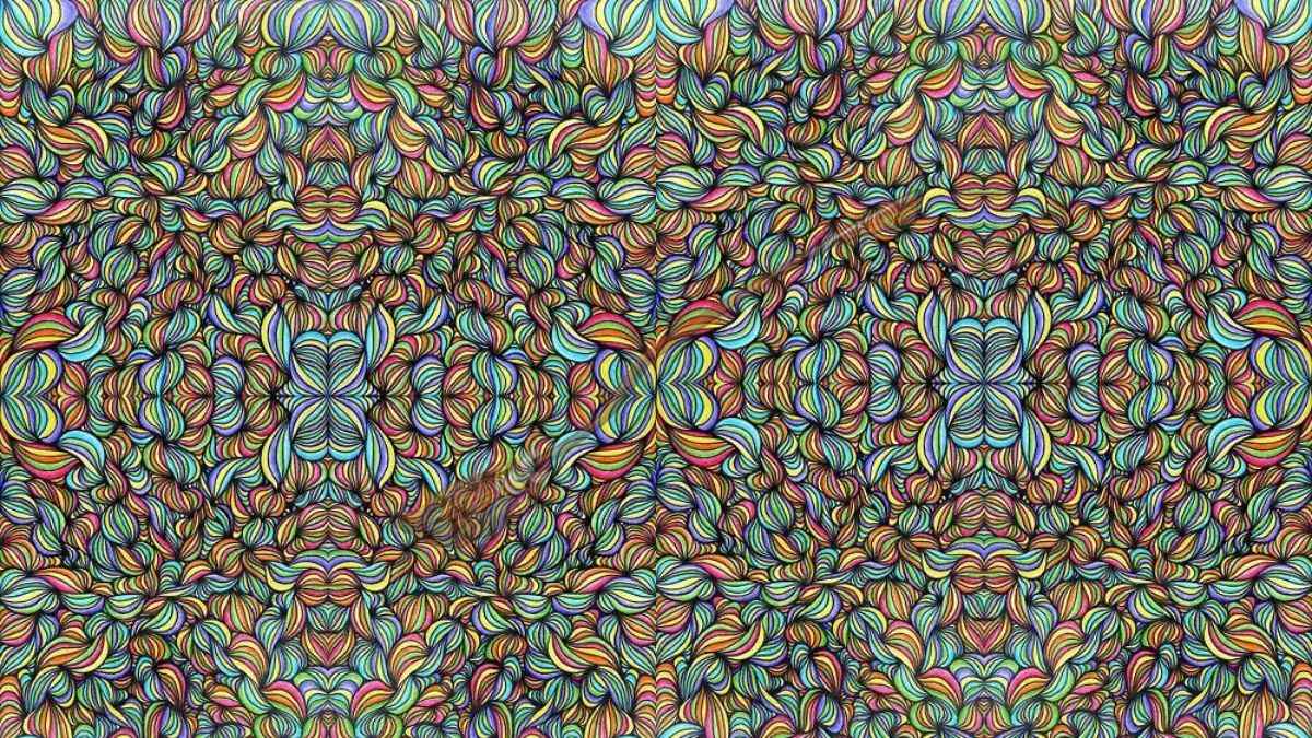 Using your Stero Vision, can you find what is hidden in this 3D Stereogram Multi-Coloured Visual Optical Illusion?