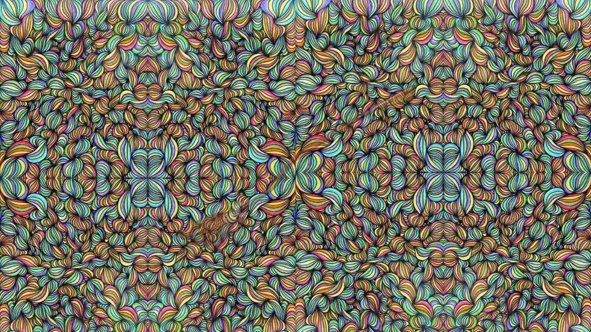 What is hidden in this 3D Stereogram Multi-Coloured Visual Optical Illusion?