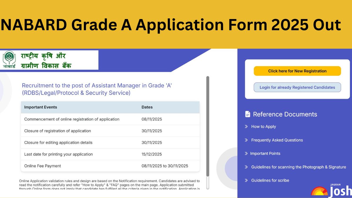 NABARD Grade A Apply Online 2025 Begins - Application from Link Active at nabard.org Till November 30th