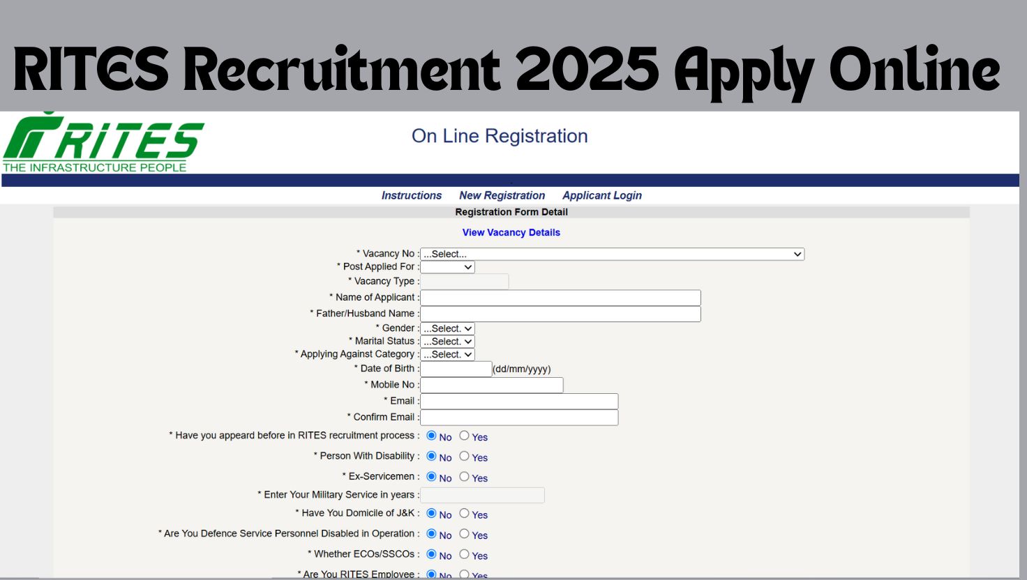 RITES Senior Technical Assistant Recruitment 2025 Apply Online Ends Soon - Register Now for 600 Posts at rites.com