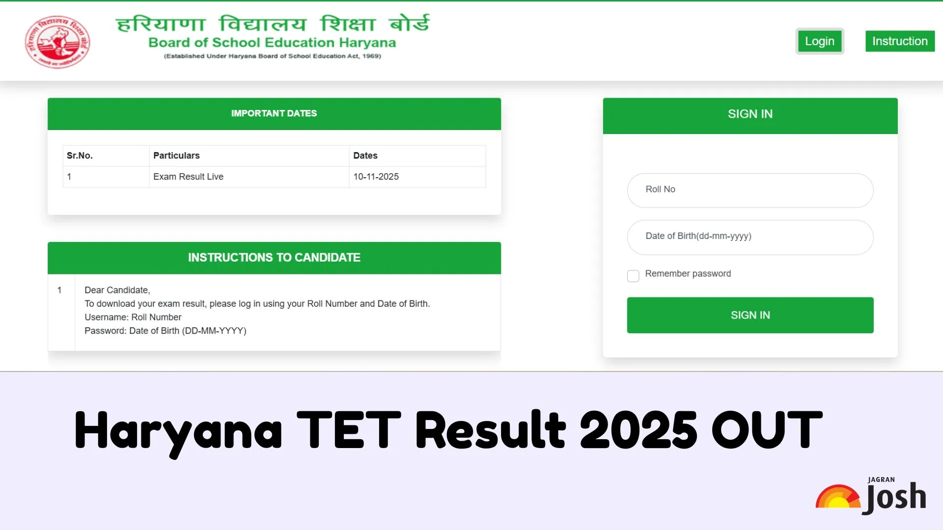 Haryana TET Result 2025 OUT