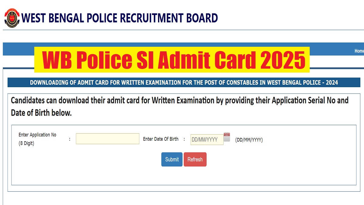 WBP SI Admit Card 2025 Released at wbpolice.gov.in, Download Physical PMT/PET Hall Ticket PDF - LInk Here