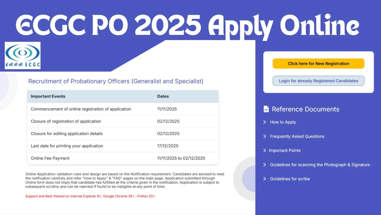 ECGC PO 2025 Apply Online
