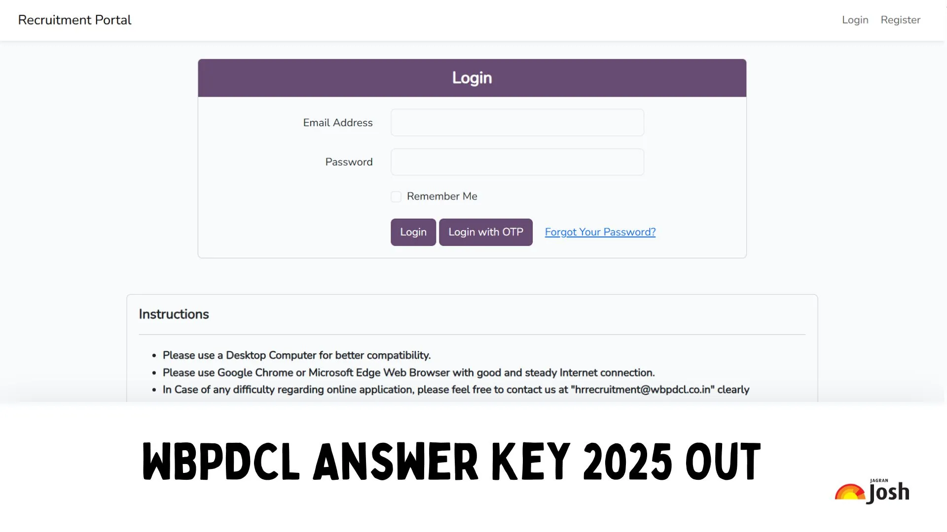 WBPDCL उत्तर कुंजी 2025