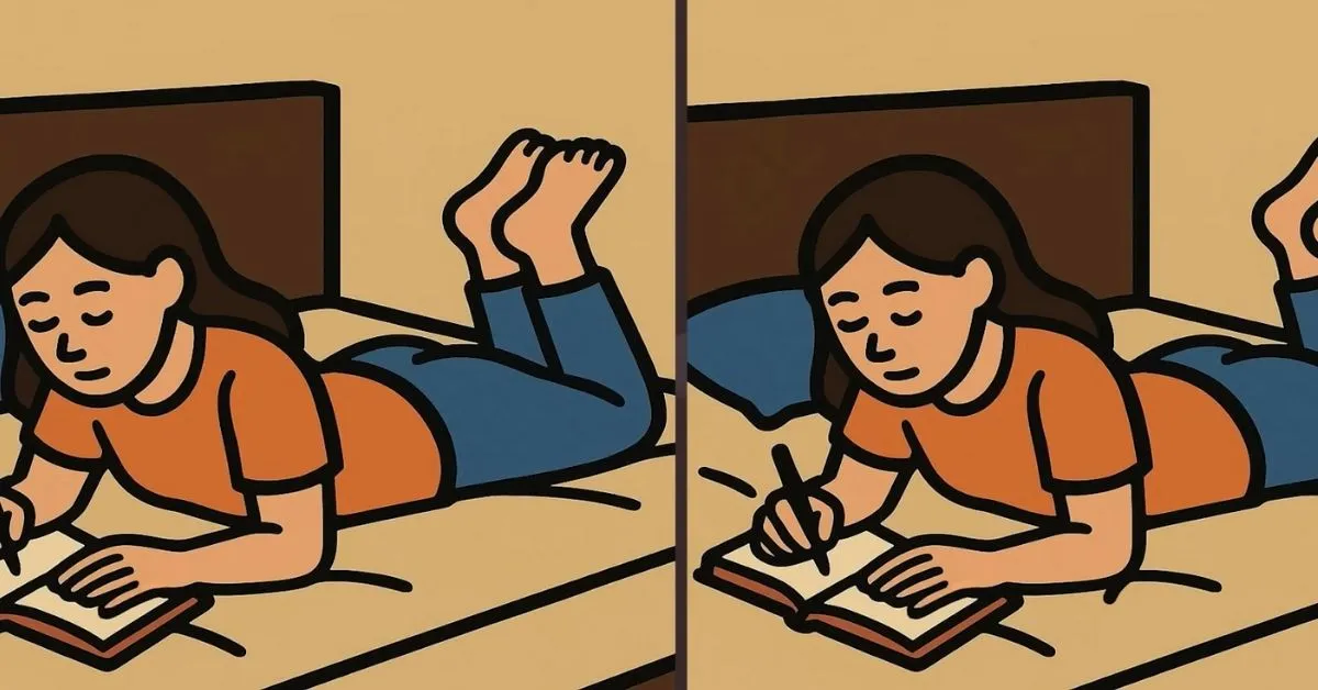 Find 3 Differences in Girl Writing in Notebook