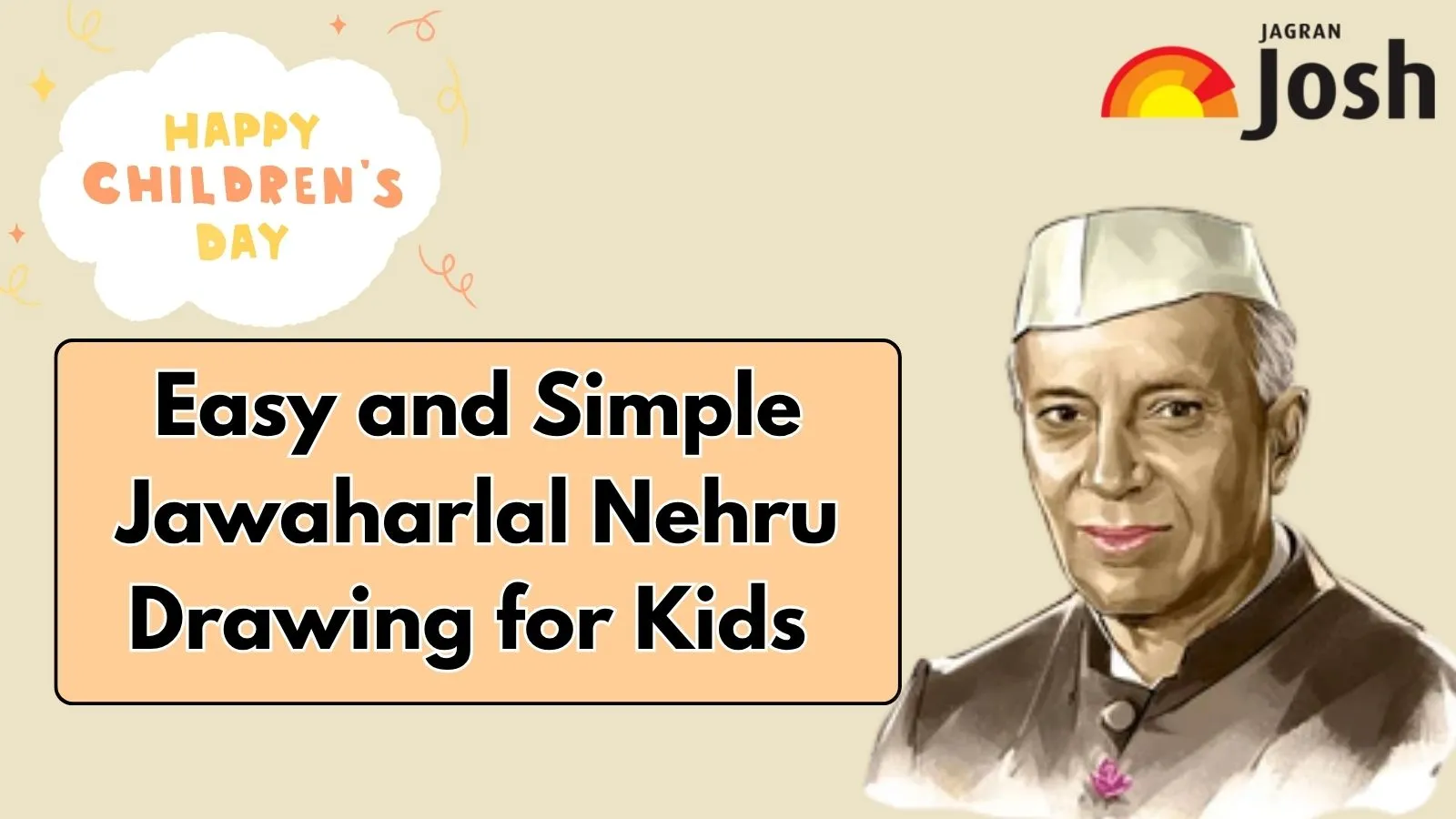 Get here simple Jawaharlal Nehru Drawing ideas for Kids