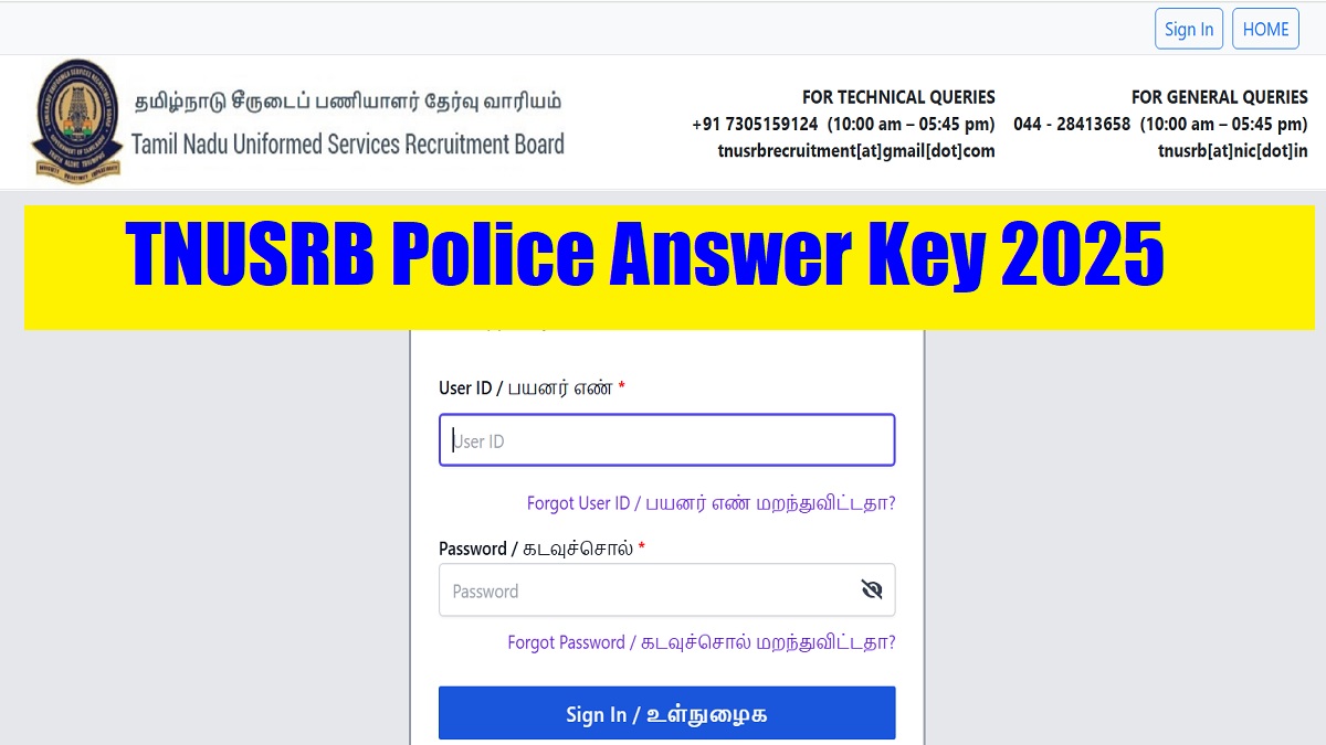 TNUSRB Police Constable Answer Key 2025 Releasing Soon at tnusrb.tn.gov.in, Check Expected Date Here