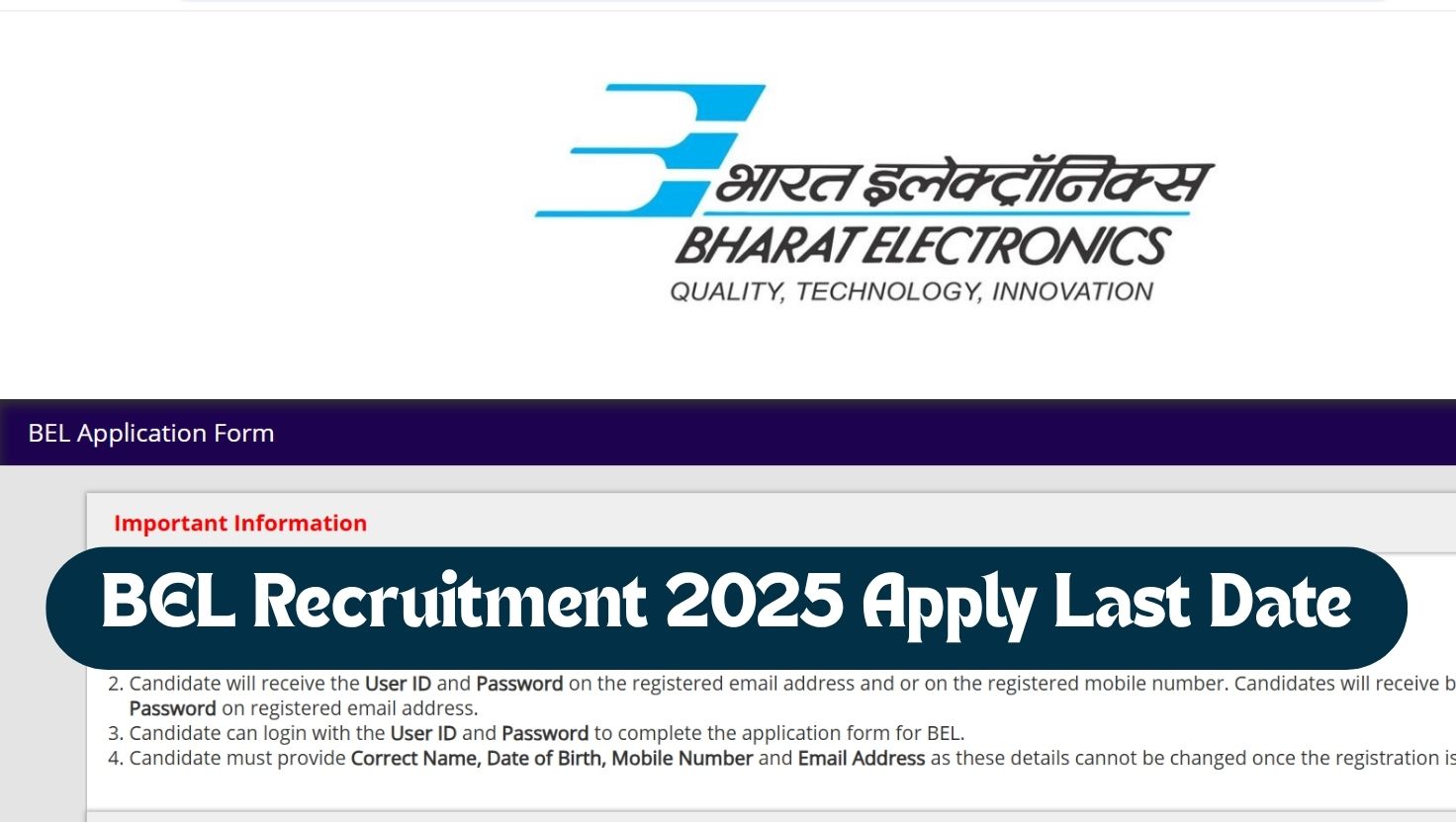 BEL Recruitment 2025 Apply Online Last Date Today for 340 Probationary Engineer Vacancies - Apply Link Active at bel-india.in