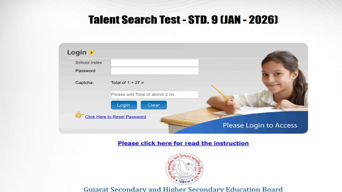 GSEB Class 9 Talent Search Test January 2026 Applications Commence at gseb.org, Get Direct Link Here to Apply
