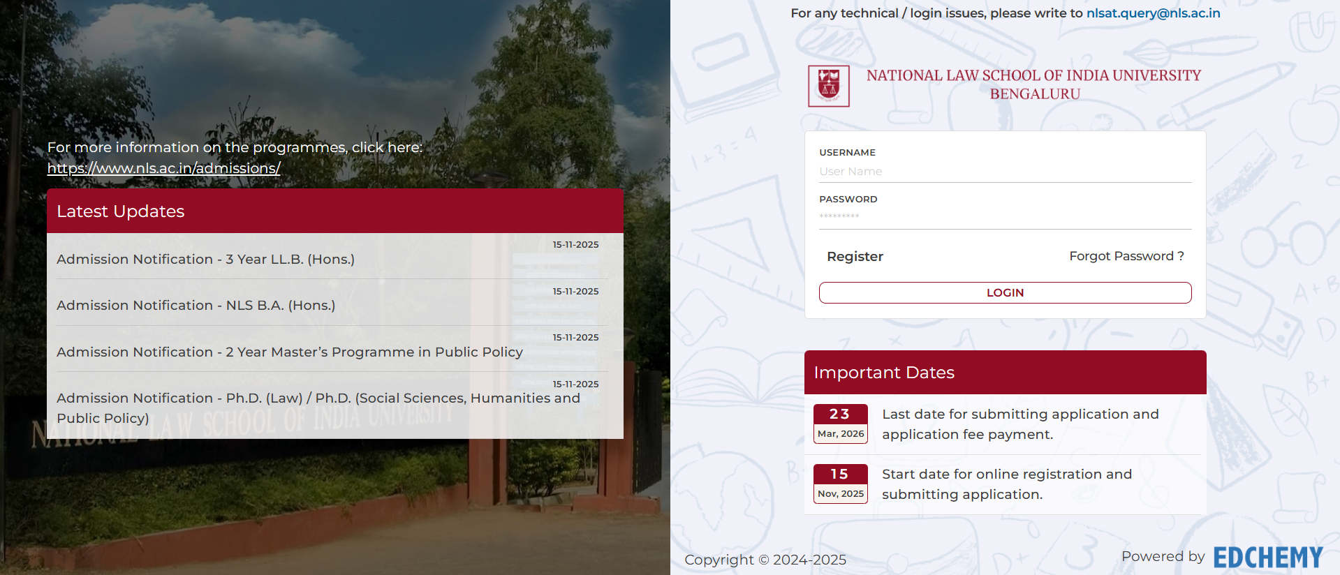 NLSAT 2026 Registration Begins at nls.ac.in; Direct Link Here