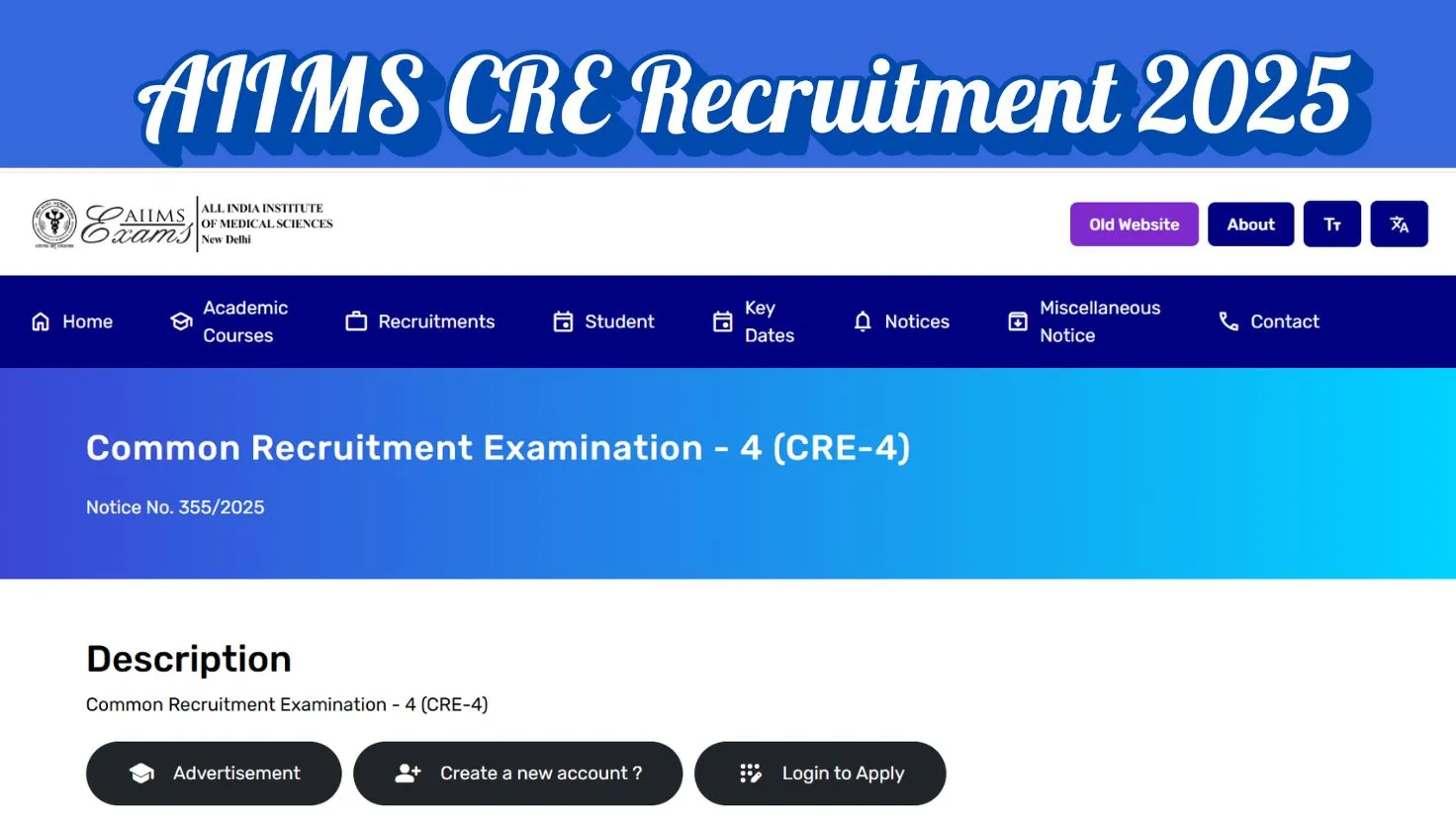 AIIMS CRE Recruitment 2025