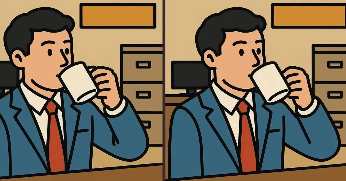 Find 3 Differences in Man Drinking Coffee