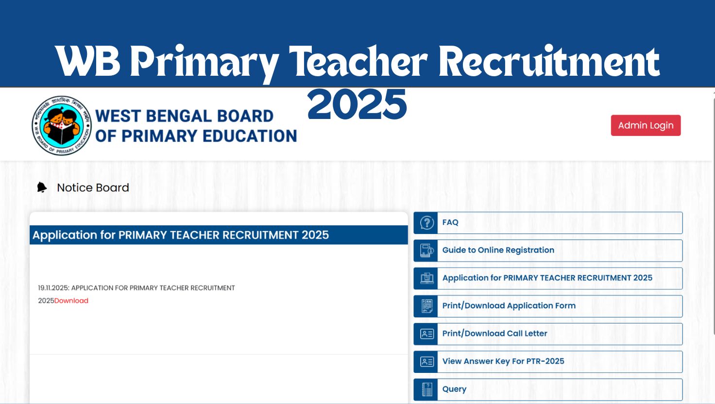 WBBPE Primary Teacher Recruitment 2025 Application Form Released at wbbpe.wb.gov.in - Check Apply Online Link, Last Date and More