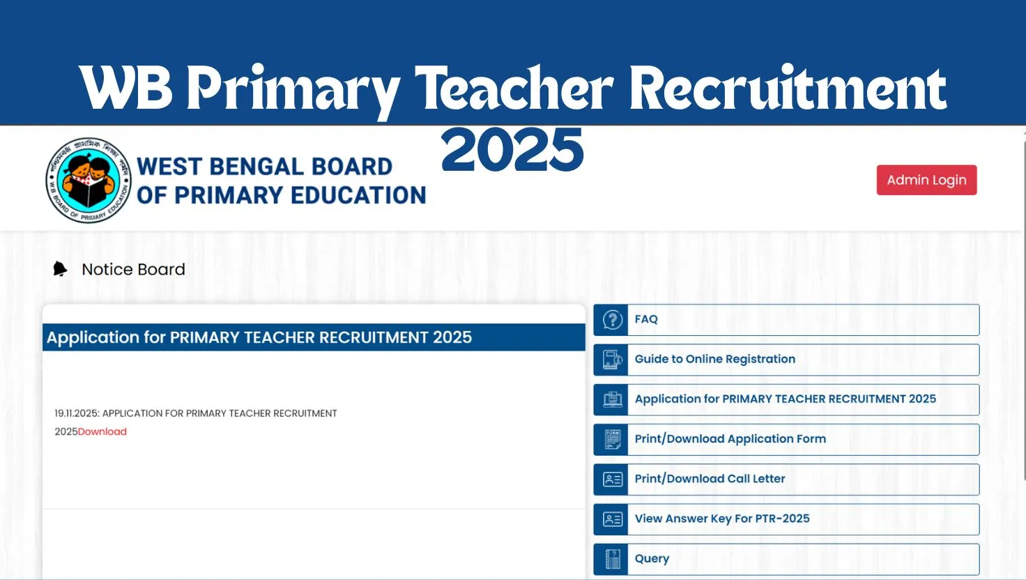 WB Primary Teacher Recruitment 2025