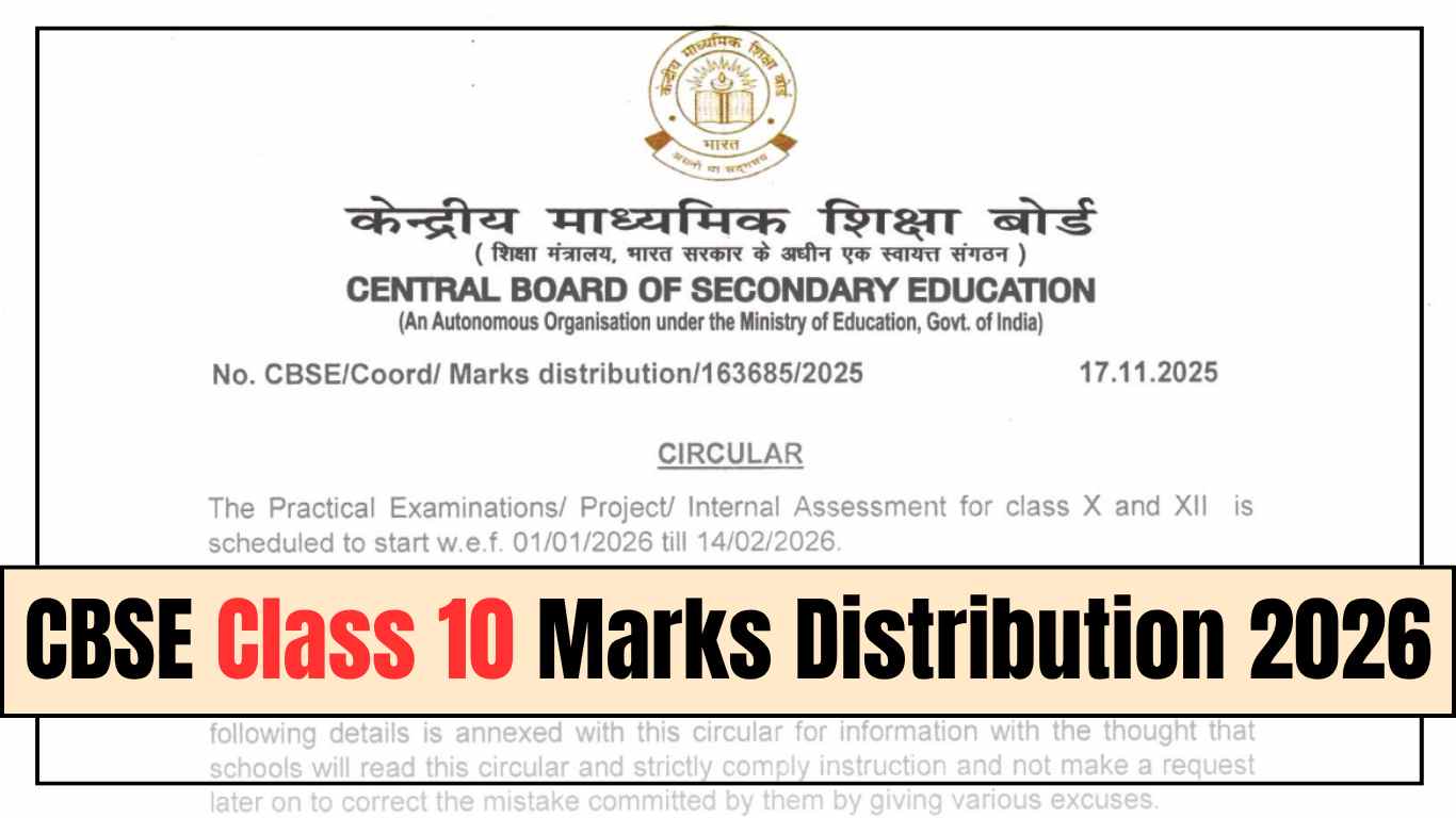CBSE Class 10 Marks Distribution 2026: Subject-Wise Theory, Practical & Internal Assessment Weightage