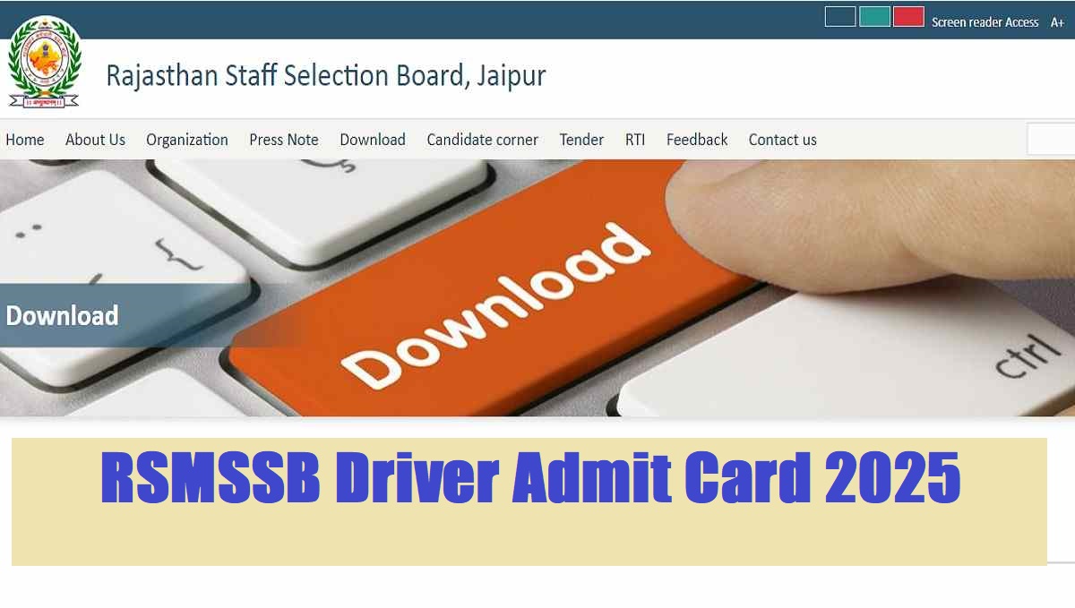 Rajasthan Vahan Chalak Admit Card 2025 (Today) at rssb.rajasthan.gov.in, Download RSMSSB Driver Admit Card PDF - Link Here