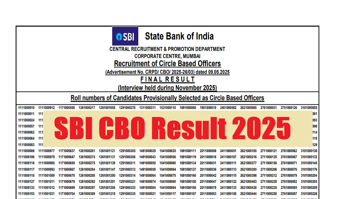 SBI CBO Result 2025 Released at sbi.co.in, Download Final Merit List PDF - Link Here