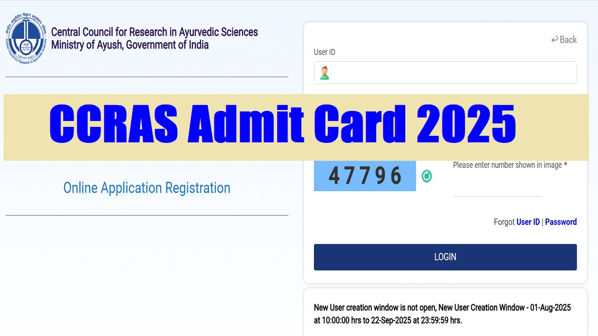 CCRAS Admit Card 2025 (Tomorrow) at ccras.nic.in, Download Group A, B, C Admit Card PDF - Link Here