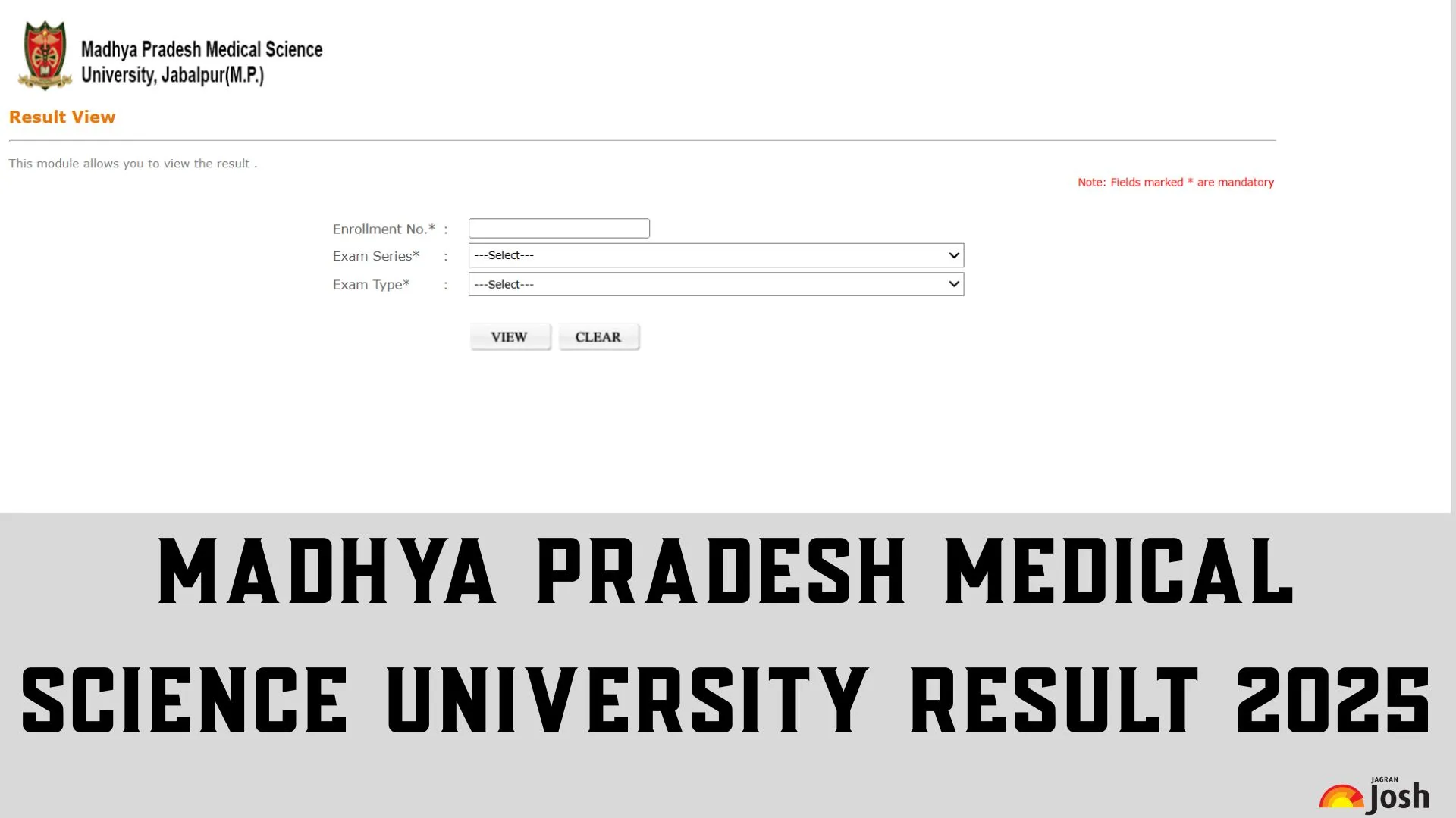 Madhya Pradesh Medical Science University Result 2025 OUT