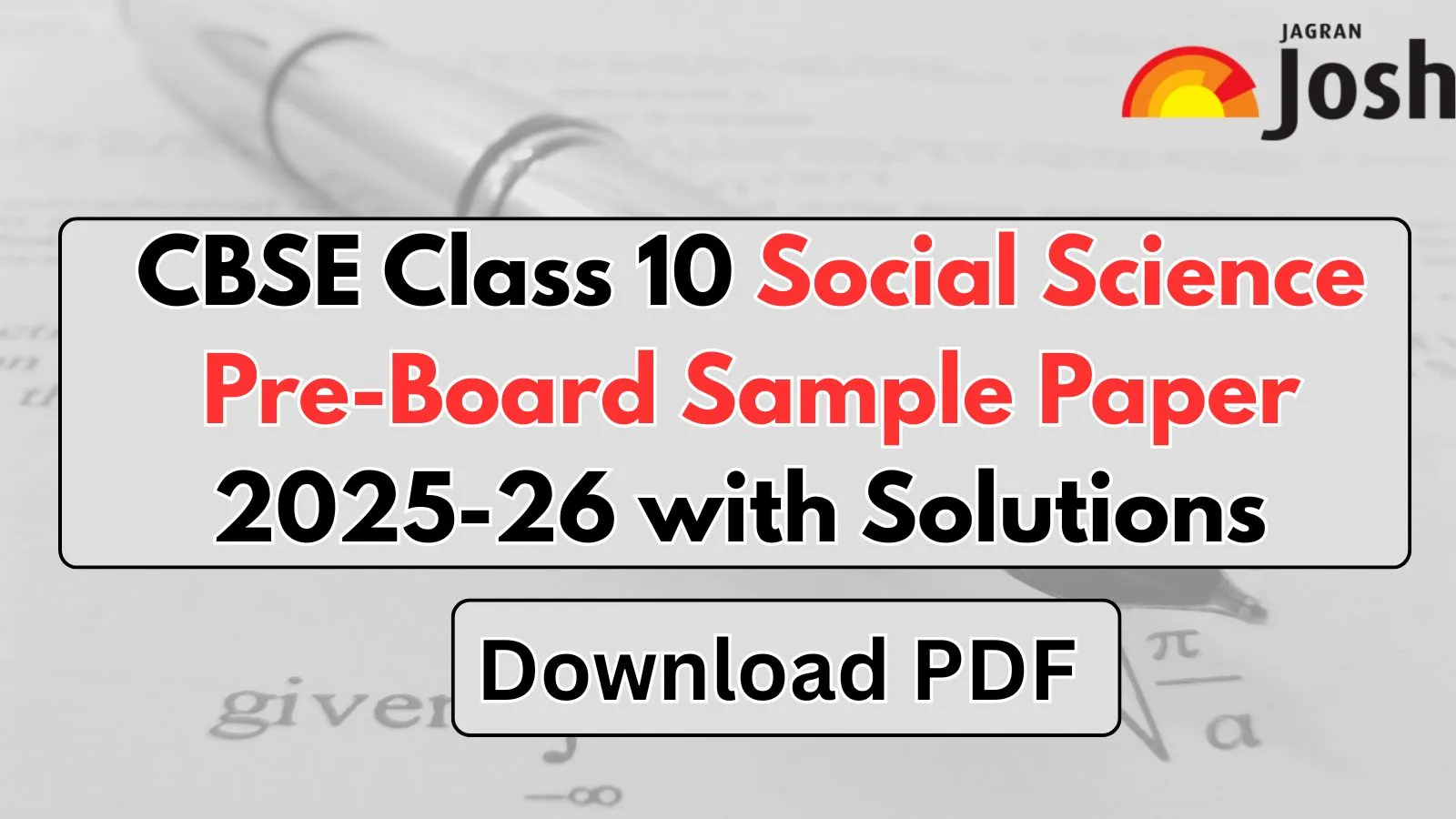 CBSE Class 10 Social Science Pre-Board Sample Paper 2025-26