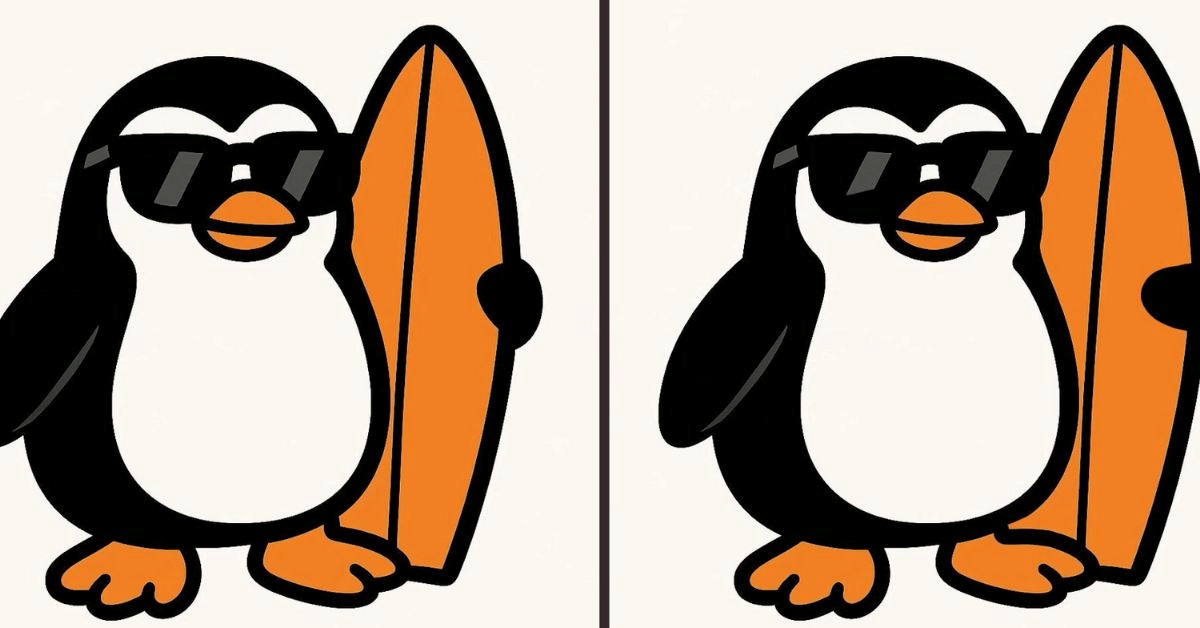 Spot the 3 Differences in Penguin Posing With Surfboard Beat the 31-Second Challenge!