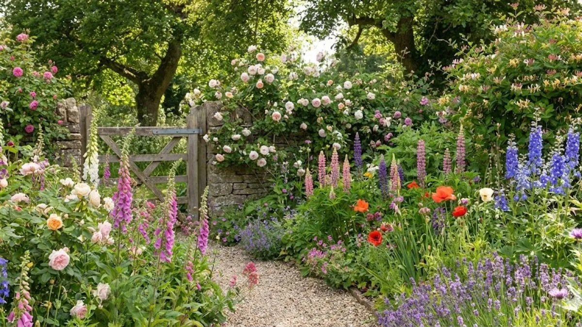 Find the Hidden Python in this beautiful Blooming cottage-style landscape Artwork Optical Illusion