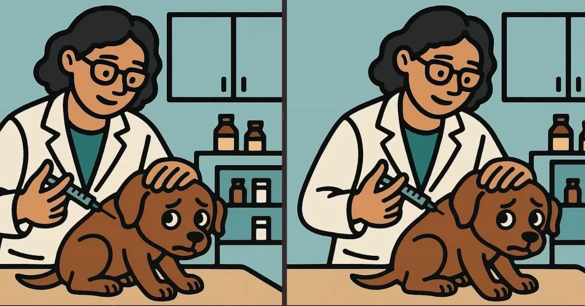 Find 3 Differences in Vet Injecting a Dog