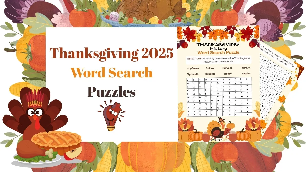Thanksgiving 2025 word search puzzles