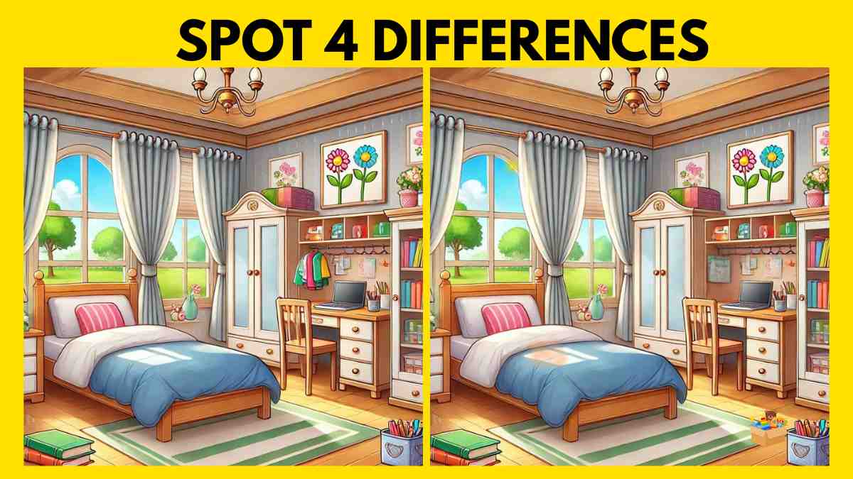 Spot 4 Differences in This Pretty Bedroom Under Just 30 Seconds!