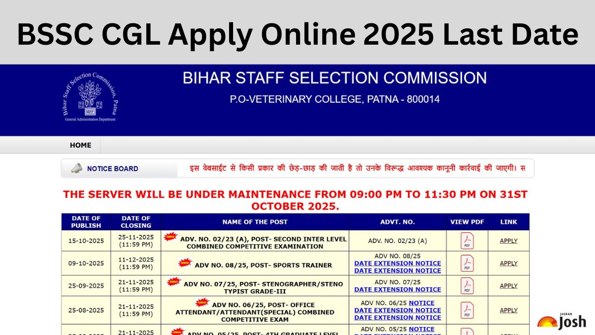 BSSC CGL Apply Online 2025 Last Date Today, Register Now for 1883 Vacancies at onlinebssc.com